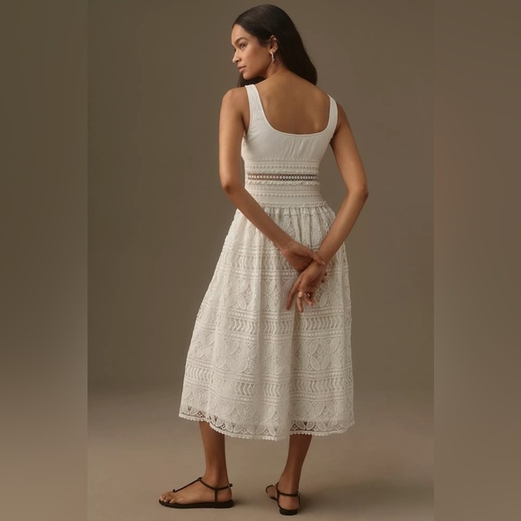 NWT Vineet Bahl Scoop-Neck Lace Midi Dress - Picture 4 of 5